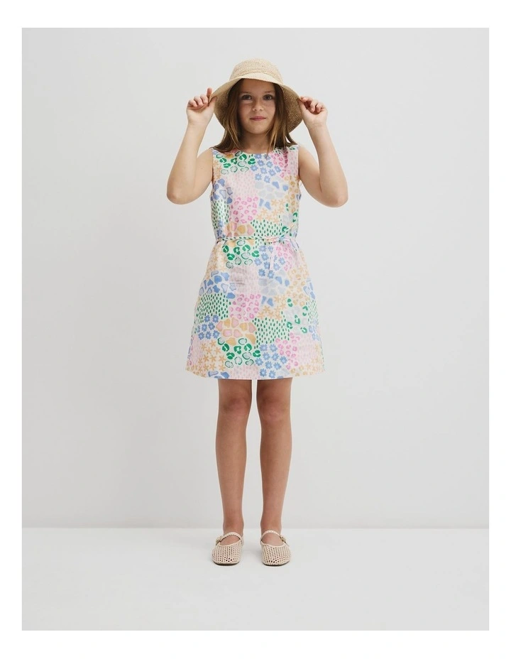 Teen Sleeveless Print Shift Dress in Multicolour image 4