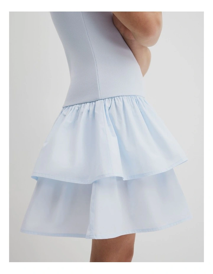 Teen Australian Cotton Blend Sleeveless Knit Woven Dress in Ice Blue image 3