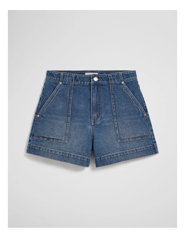 Teen Denim Short in Mid Wash Blue image 2