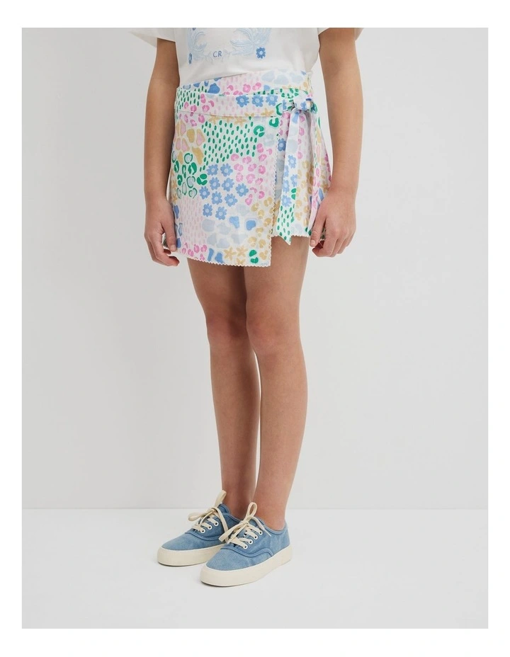 Teen Print Wrap Skort in Multicolour image 4