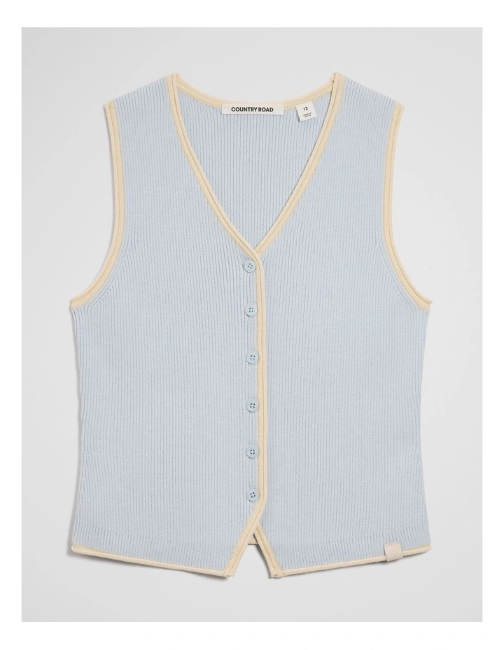 Teen Sleeveless Button Through Knit in Ice Blue image 2