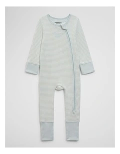 Stripe Rib Jumpsuit in Pale Blue Stripe