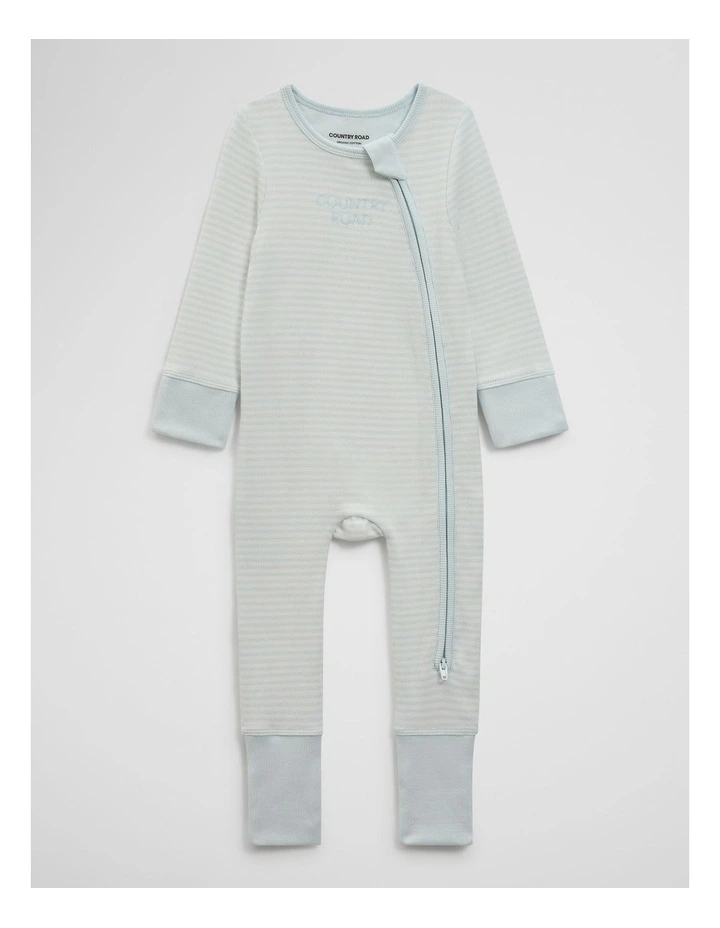 Stripe Rib Jumpsuit in Pale Blue Stripe image 1