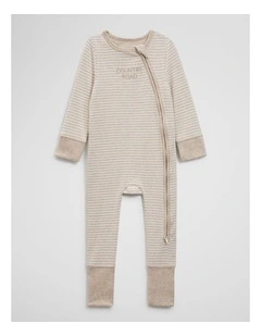 Stripe Rib Jumpsuit in Pebble Marle Stripe