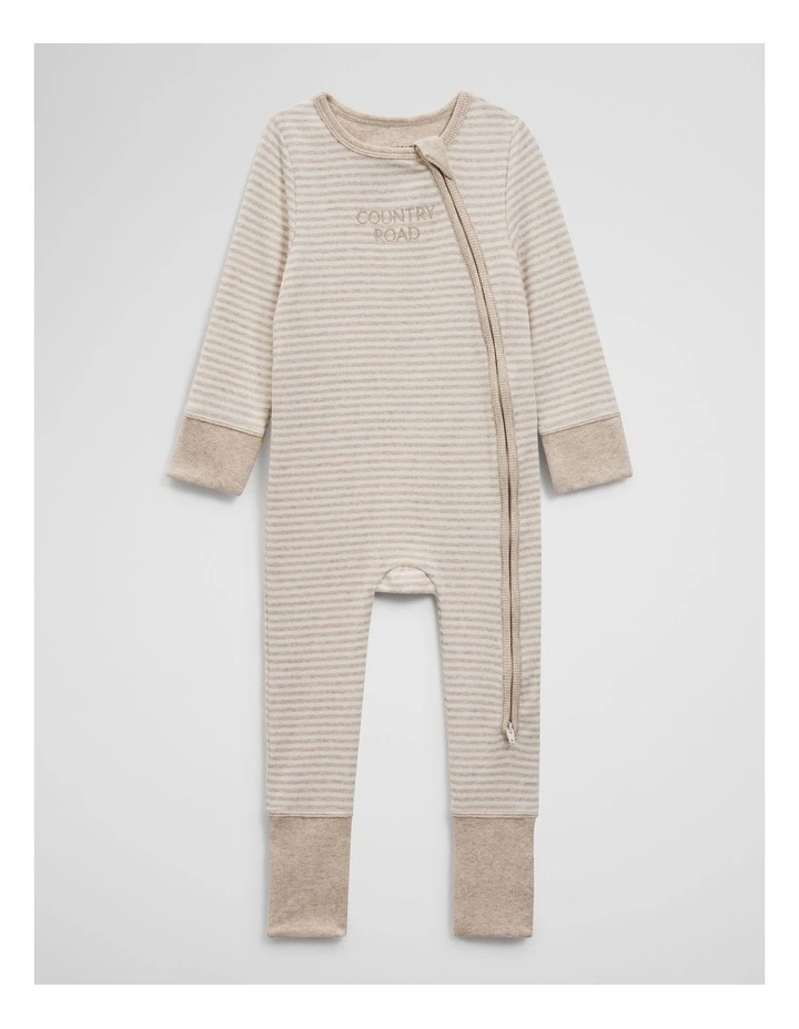 Stripe Rib Jumpsuit in Pebble Marle Stripe image 1
