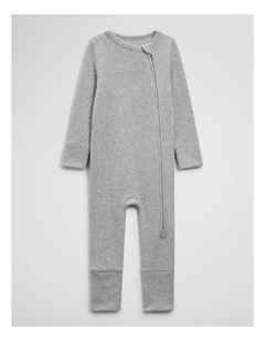 Waffle Jumpsuit in Light Grey Marle