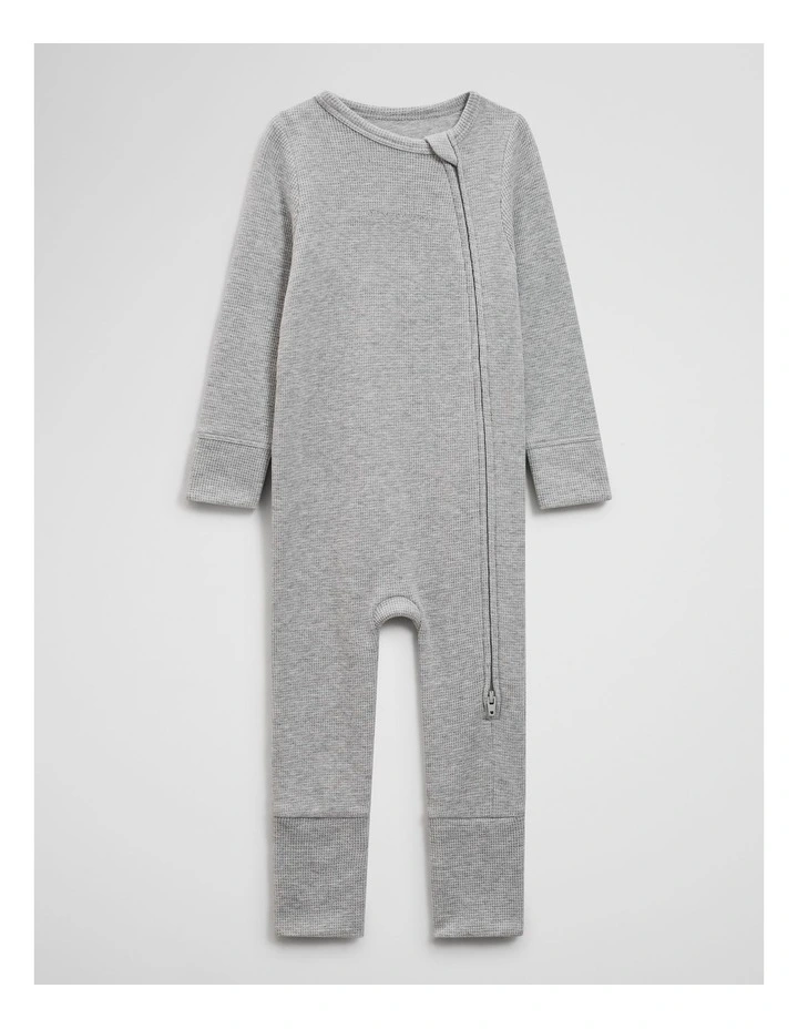 Waffle Jumpsuit in Light Grey Marle image 1