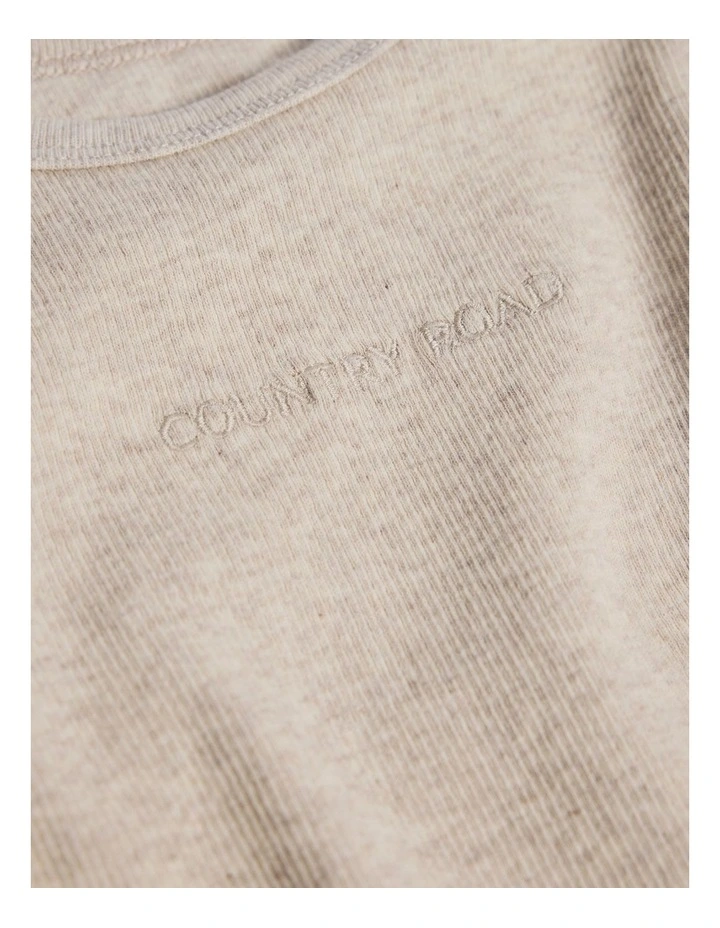 Long Sleeve Envelope Rib Bodysuit in Pebble Marle image 2