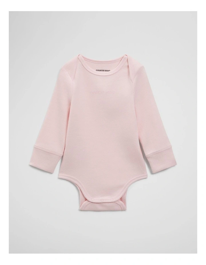 Long Sleeve Envelope Rib Bodysuit in Mineral Pink image 1