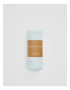 Organically Grown Cotton Rib Swaddle in Pale Blue