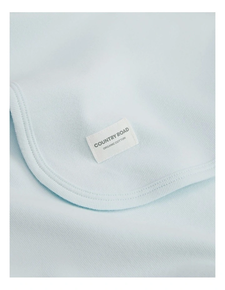 Organically Grown Cotton Rib Swaddle in Pale Blue image 3