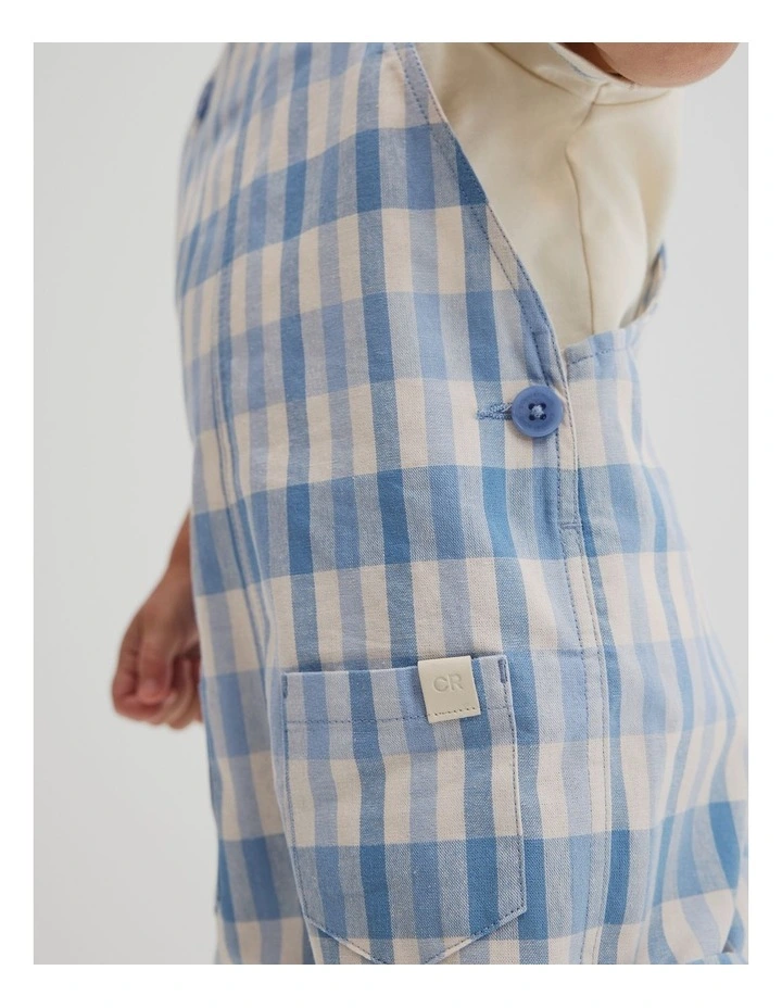 Woven Overall Set in Mid Blue Check image 3