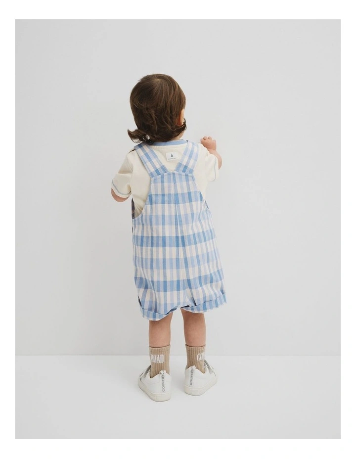 Woven Overall Set in Mid Blue Check image 5