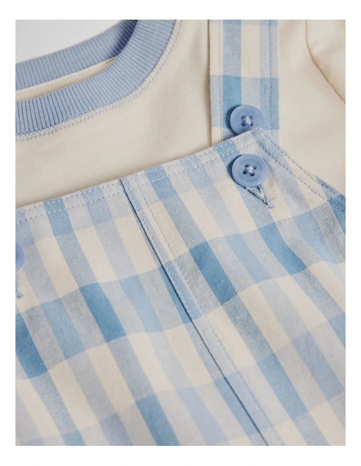 Woven Overall Set in Mid Blue Check image 6