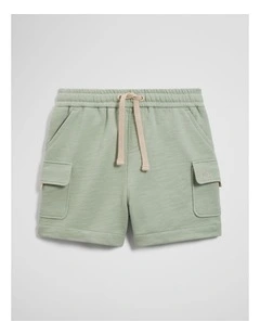 Organically Grown Cotton Soft Cargo Pant Short in Oyster