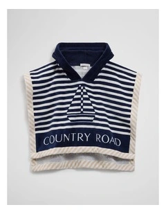 Logo Swim Poncho in Navy Stripe