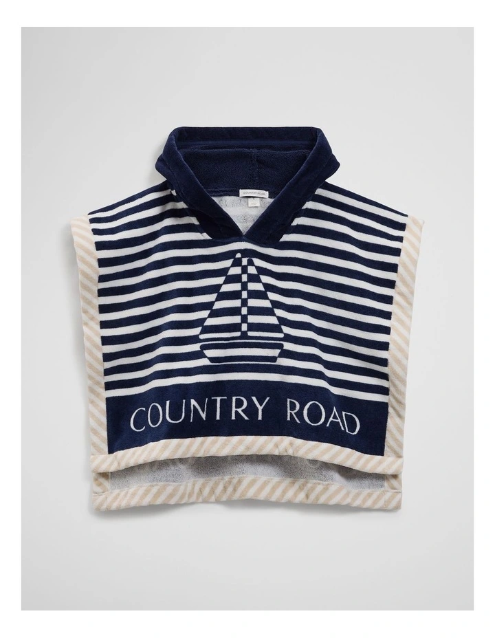 Logo Swim Poncho in Navy Stripe image 1
