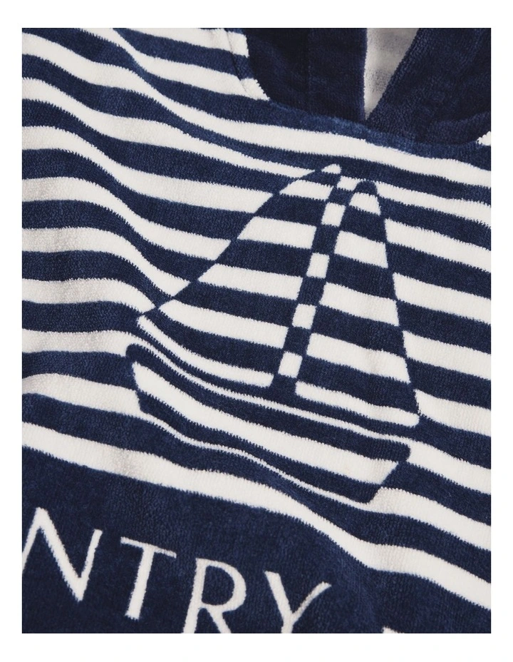 Logo Swim Poncho in Navy Stripe image 2