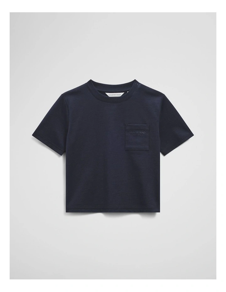 Relaxed Short Sleeve Pocket T-shirt in Navy image 1