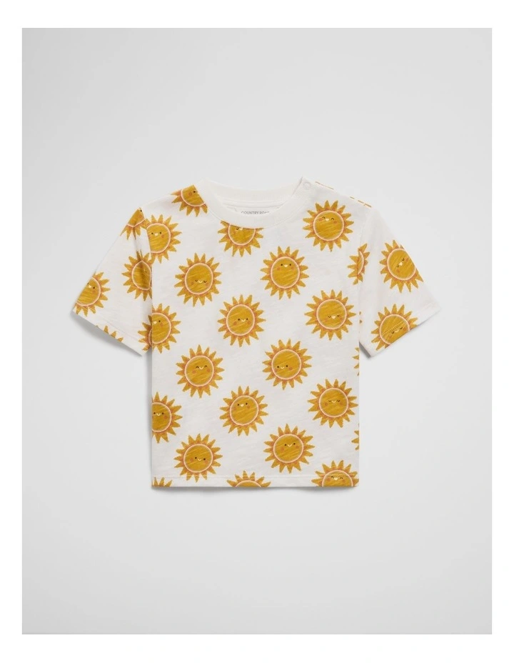 Organically Grown Cotton Short Sleeve Relaxed Sun Print T-shirt in Sun Print image 1