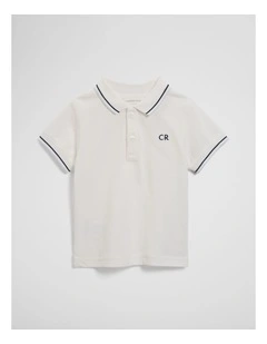 Short Sleeve Logo Polo in Marshmallow