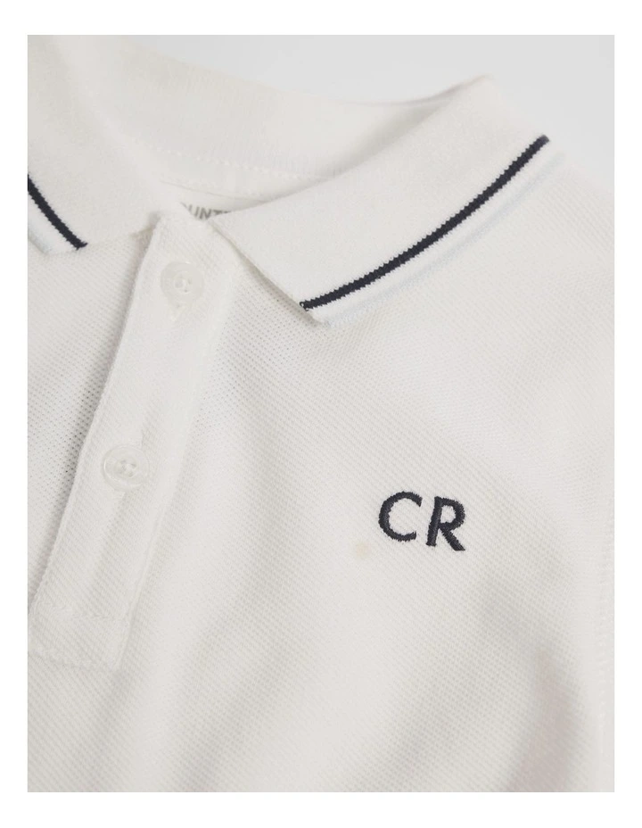 Short Sleeve Logo Polo in Marshmallow image 2
