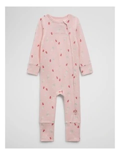 Organically Grown Cotton Blend Pointelle Jumpsuit in Ladybird Prnt