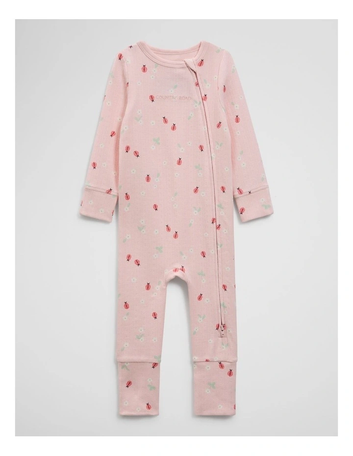 Organically Grown Cotton Blend Pointelle Jumpsuit in Ladybird Prnt image 1