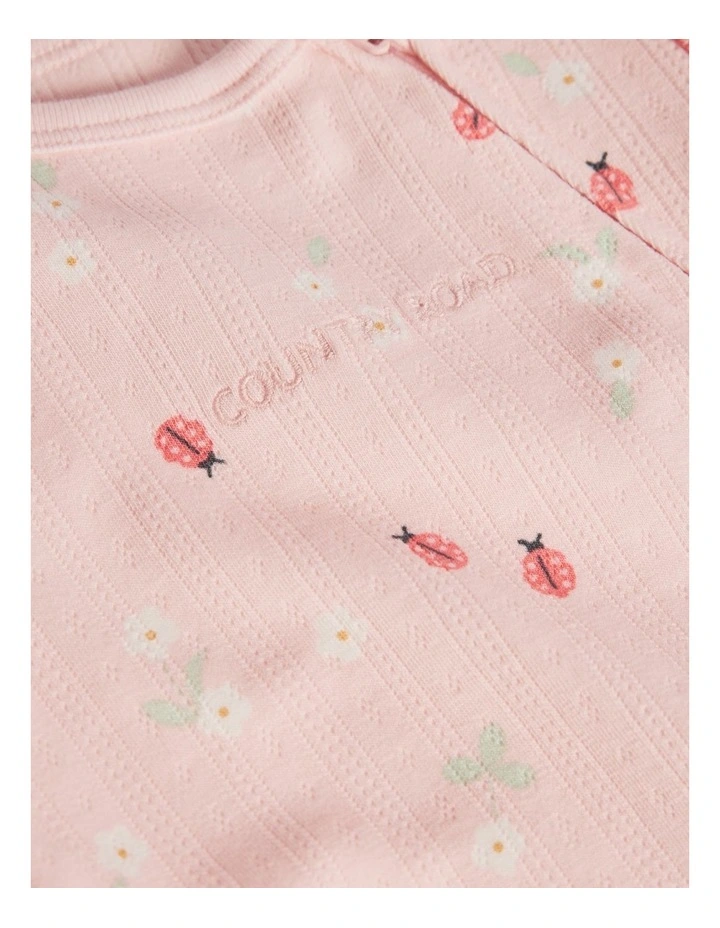 Organically Grown Cotton Blend Pointelle Jumpsuit in Ladybird Prnt image 2