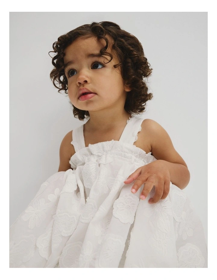 Sleeveless Broderie Romper Dress in Marshmallow image 3