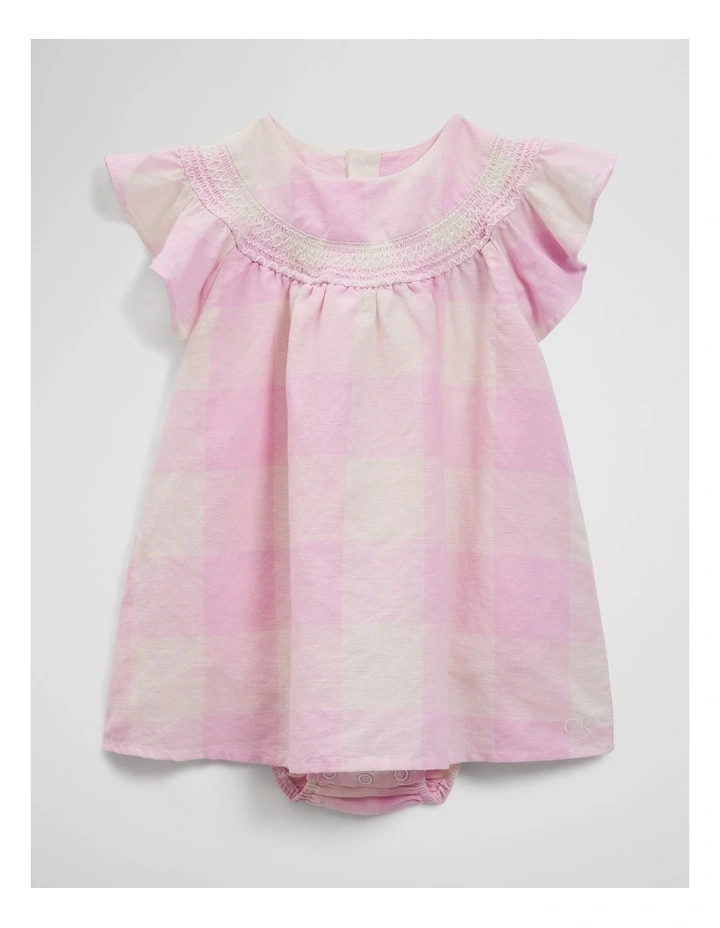 Sleeveless Gingham Romper Dress in Pink Lavender image 2