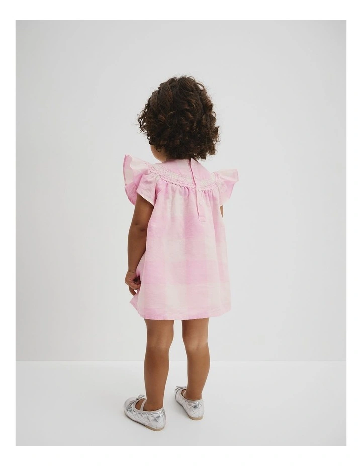 Sleeveless Gingham Romper Dress in Pink Lavender image 5