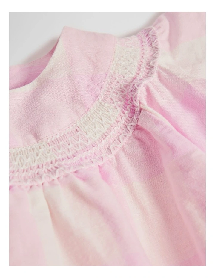 Sleeveless Gingham Romper Dress in Pink Lavender image 6