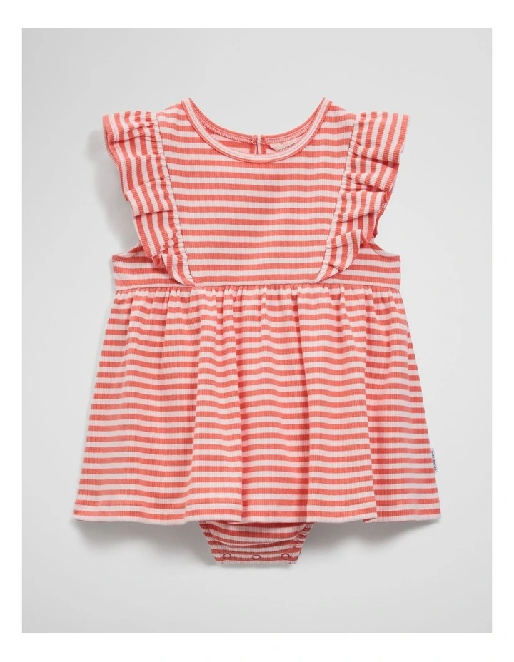 Australian Cotton Blend Sleeveless Rib Romper Dress in Desert Flower Stripe image 1