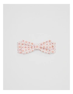 Organically Grown Cotton Blend Pointelle Headband in Pale Pink Geo Flower