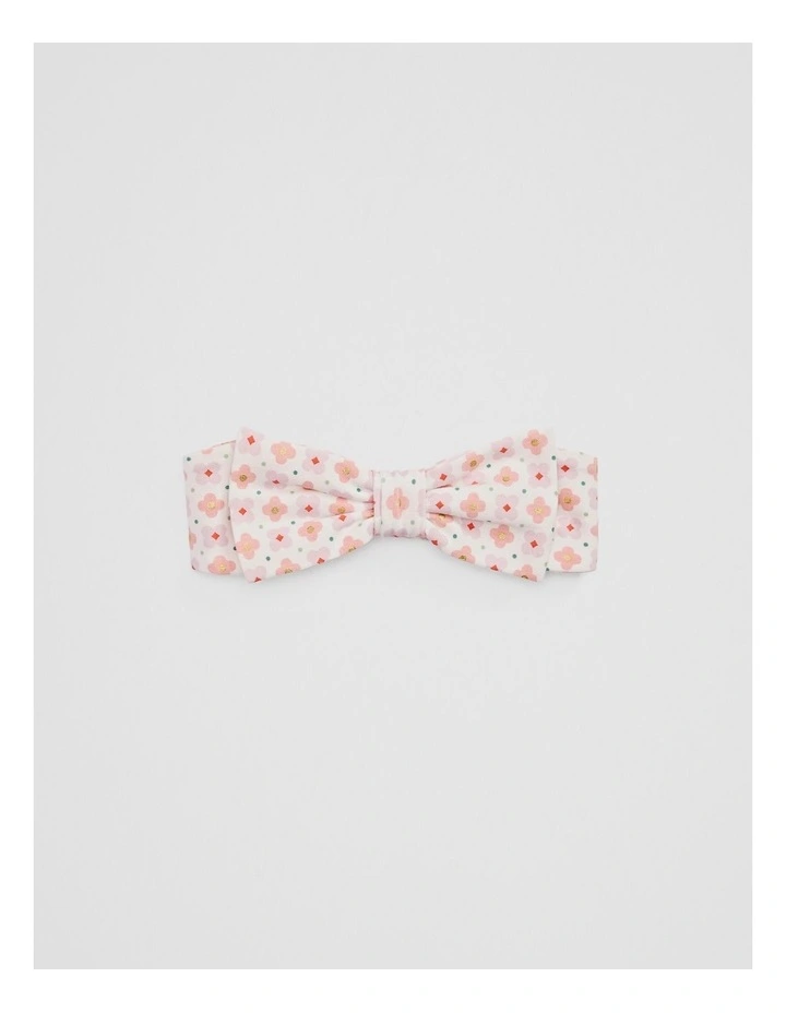 Organically Grown Cotton Blend Pointelle Headband in Pale Pink Geo Flower image 1