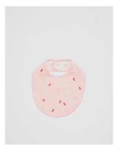 Organically Grown Cotton Blend Pointelle Bib in Ladybird Prnt