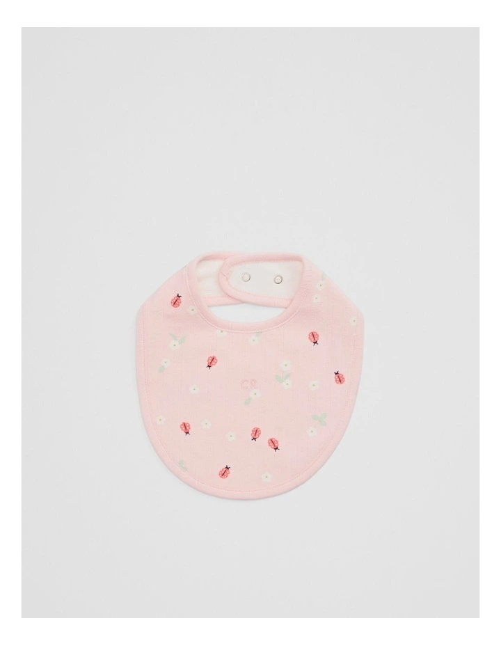 Organically Grown Cotton Blend Pointelle Bib in Ladybird Prnt image 1