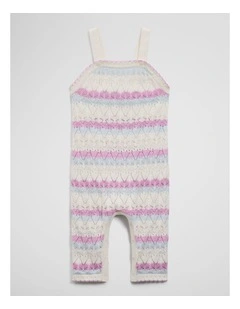 Australian Cotton Sleeveless Knit Overalls in Multi Stripe