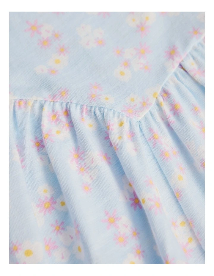 Organically Grown Cotton Sleeveless Texture Romper in Blue Floral image 2