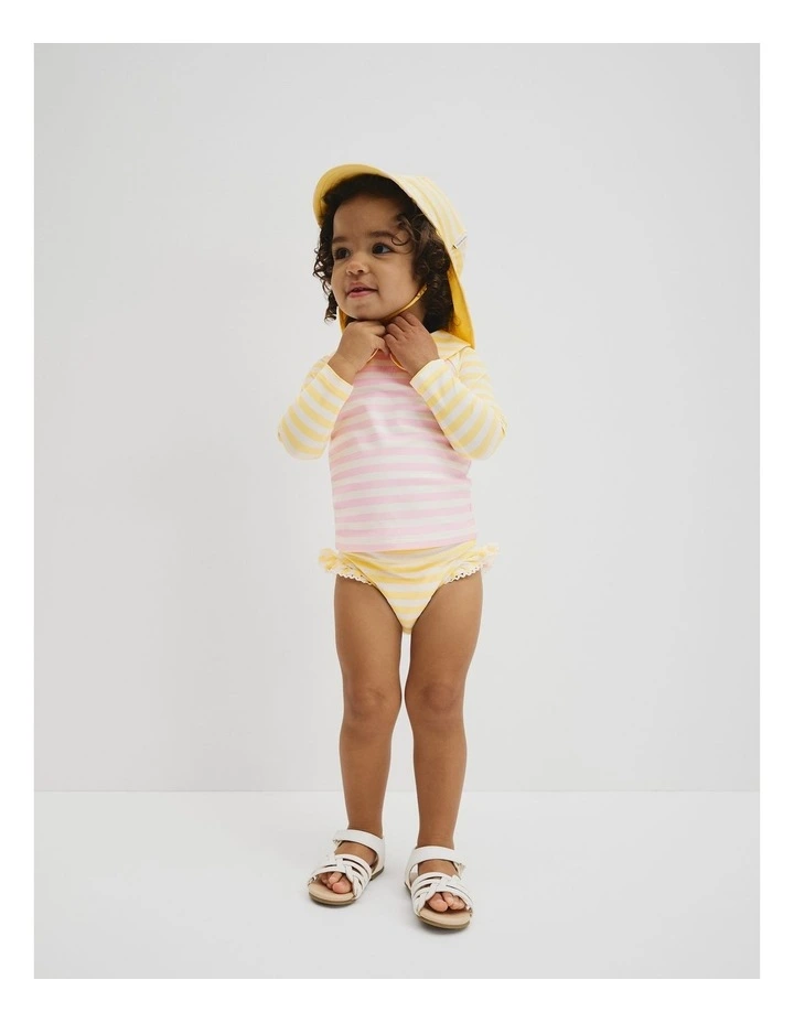 Long Sleeve 3 Piece Swim Set in Pink Yellow image 1