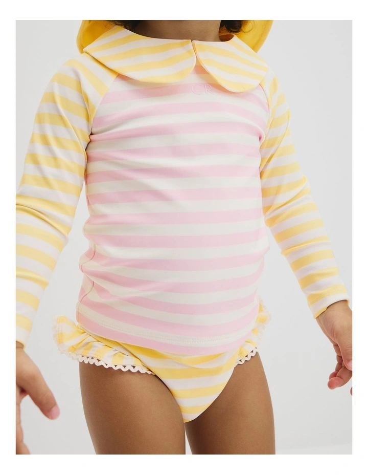 Long Sleeve 3 Piece Swim Set in Pink Yellow image 3
