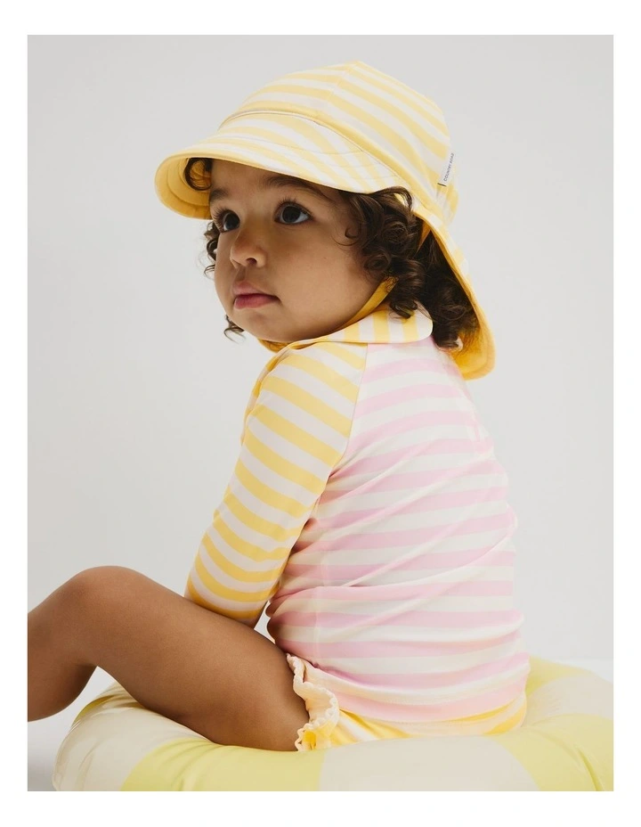 Long Sleeve 3 Piece Swim Set in Pink Yellow image 4