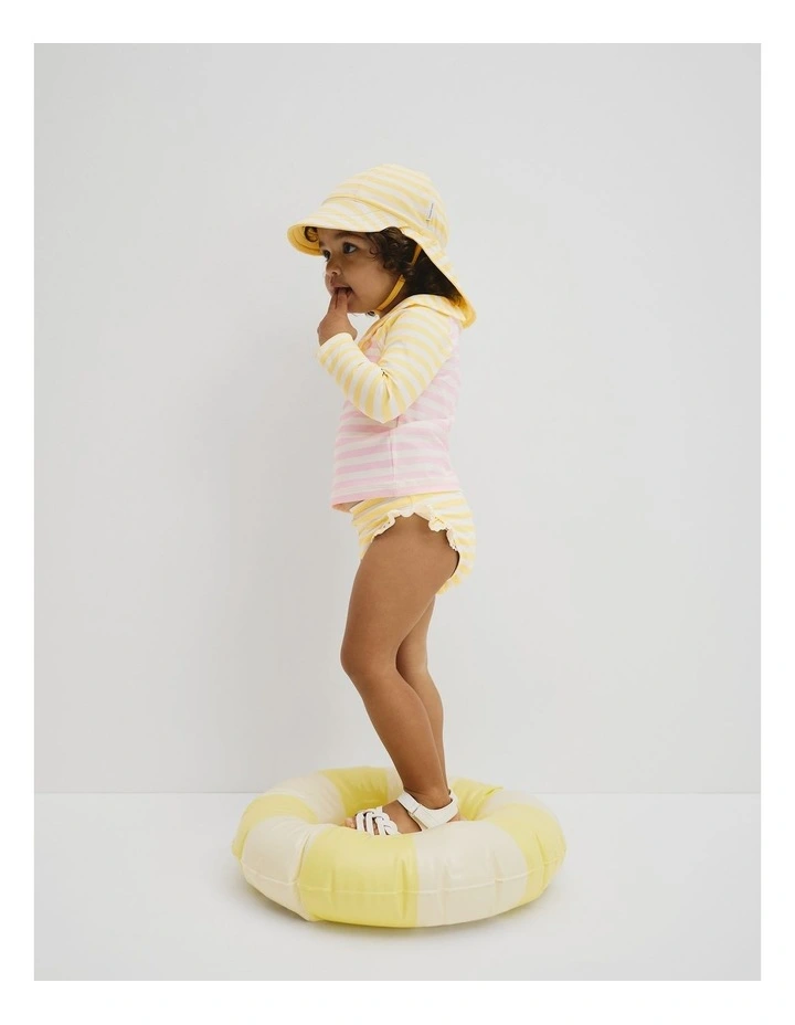 Long Sleeve 3 Piece Swim Set in Pink Yellow image 5