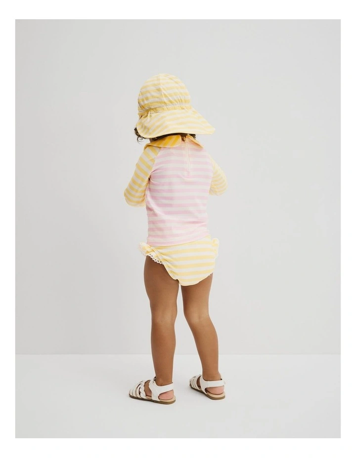 Long Sleeve 3 Piece Swim Set in Pink Yellow image 7