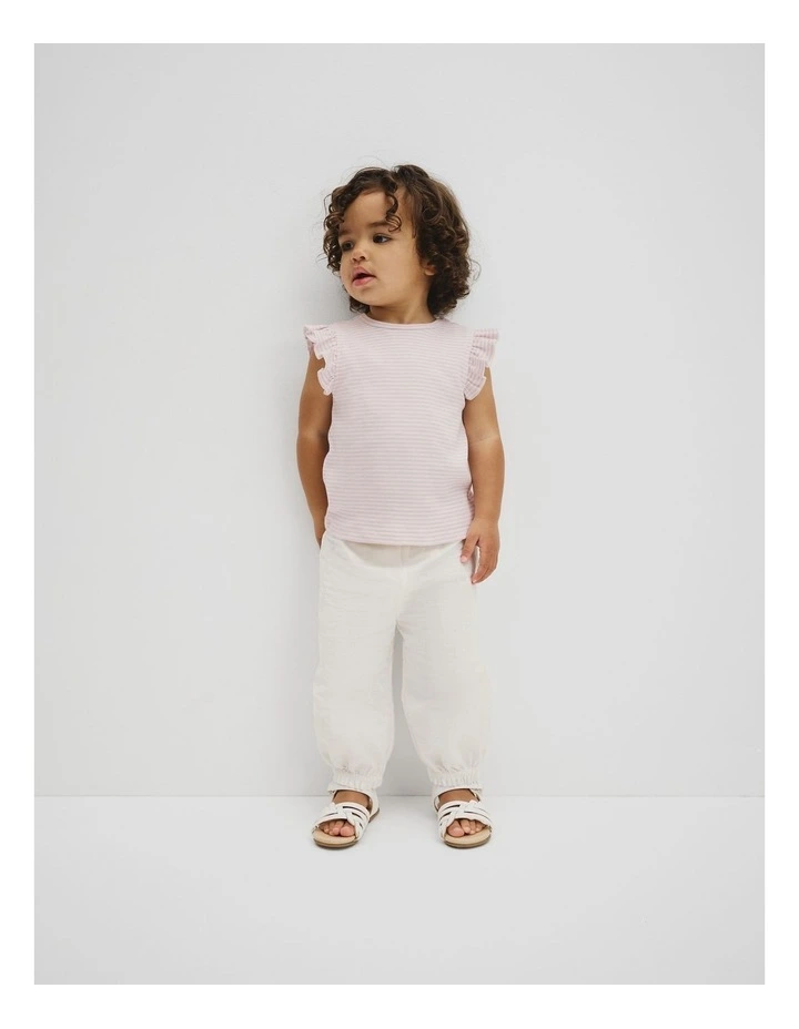 Australian Cotton Blend Short Sleeve Stripe Rib T-shirt in Lavender Fog image 4