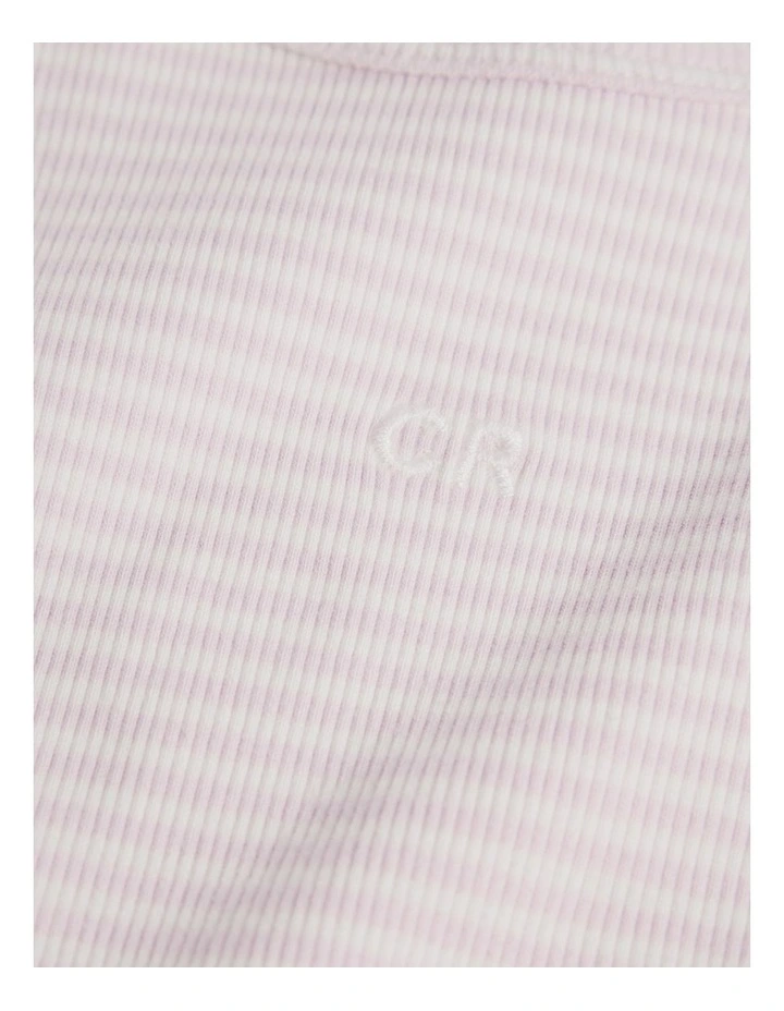 Australian Cotton Blend Short Sleeve Stripe Rib T-shirt in Lavender Fog image 6