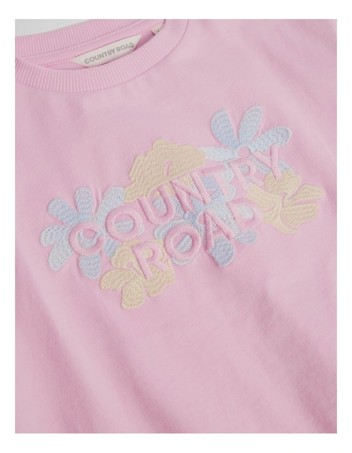 Short Sleeve Print Applique T-shirt in Pink Lavender image 2