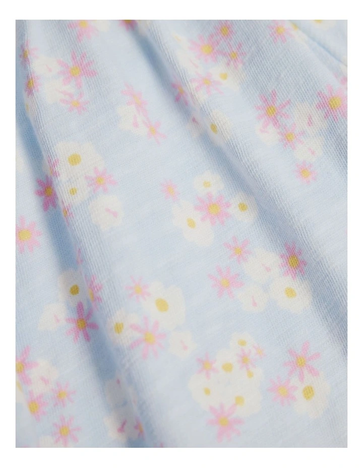 Organically Grown Cotton Short Sleeve Puff Sleeve Top in Blue Floral image 2