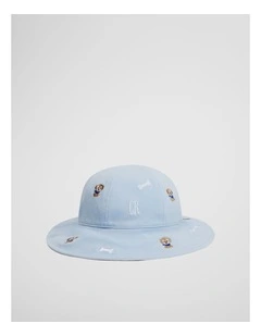 Baby Embroidered Bucket Hat in Soft Blue